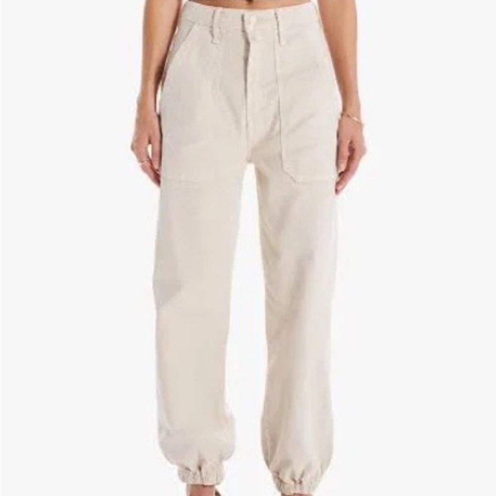 MOTHER Denim The Wrapper Patch Springy Ankle Jeans in Chalk Tapioca - Sz 30